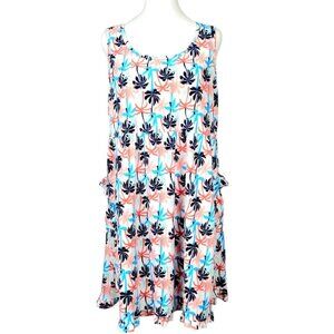 Rene Rofe Womens L Fun Tropical Palm Tree Lounge Dress/Sleepwear/Swim Cover-up